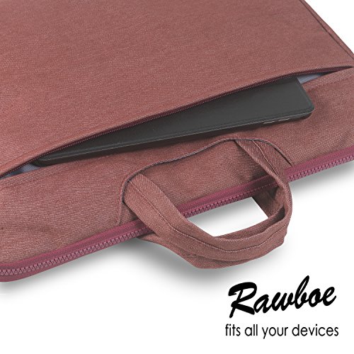 Laptop Hülle Rawboe® Jeansstoff 15,4 Zoll Apple MacBook ProRetina Hülle Tasche/15-15,6 Zoll Laptophülle /15,6 Lenovo Laptop Notebook Computer Hülle/Pouch Cover / Tablet Hülle mit Tragegriffen, haltbarer extra Schutz einfacher Gleit-Reisverschluss mit stylischem Ledergriff wasserdicht und bruchsicher Laptop Tasche Hülle Aktentasche Tragetasche für MacBook Pro Retina / Laptop Notebook / Chromebook / Ultrabook Computer für Apple / Samsung / Acer / HP / Lenovo – kastanienbraun - 5