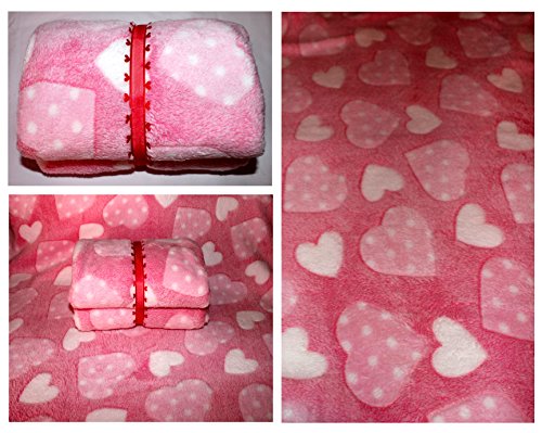 NEW LUXURY SUPER SOFT FLEECE KIDS WINTER BLANKET WITH CUTE HEART DESIGNS FOR BABIES FROM NEWBORN