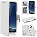 Produktbild SMART LEGEND Lederhülle für Samsung Galaxy S8 Plus Hülle Ledertasche Handyhülle Weiß Schutzhülle Premium PU Leder Flip Wallet Case Protective Cover Innere Weiche Silikon Bookcase Handy Tasche Schale mit Kartenfächer Magnetverschluß Standfunktion Etui