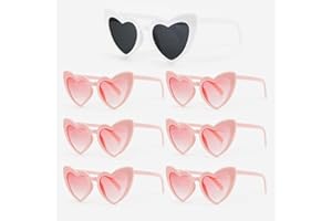 Lunettes de Soleil Coeur, Lunettes Coeur pour Fêtes de Mariage, 7 Paires Lunettes de Soleil Fun pour Enterrement de Vie de Jeune Fille, Fête Anniversaire, Carnaval