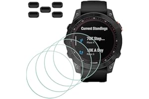 MTHGH Ochraniacz ekranu do smartwatcha Garmin fenix 7/7 Sapphire Solar [4 sztuki] + zatyczki przeciwpyłowe 5 szt., szkło hartowane twardość 9H, odporna na zarysowania, bez pęcherzyków powietrza,