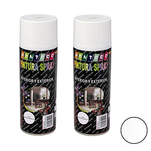 Montoro - Pack de 2 botes de pintura en spray Blanco Brillo A21 400 ml
