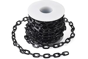 FASHEWELRY 16.4 Feet Black Aluminium Cable Chains Unwelded Flat Oval Necklace Chain Link 9x1.8mm for DIY Jewellery Making