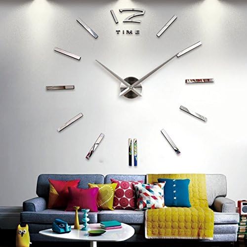 Just Fox Stainless Steel Designer Wall Clock for Living Room Wall Sticker XXL 3D, Ziffernblatt Index
