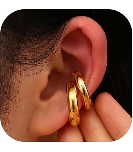 Ear Cuff Boucles D'oreilles Sans Perçage - Lot De 4 | Acier Inoxydable Doré Hypoallergénique | Bijou Tendance Femme