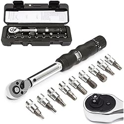 MOHOO Clé dynamométrique 1/4" 2~14NM Jeu de douilles à cliquet Kit de réparation Clé Dynamométrique avec Certification de Précision ± 4% pour vélo Voiture