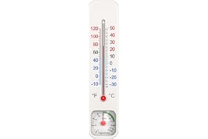 GLVSAE Analoges Thermometer, Klassisches Thermo-Hygrometer, Hochgenau, Geeignet für Innen, Außen, Garten, Wasserdichtes Design, Aufhängbar