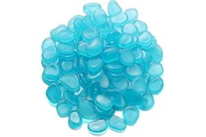 Mdurian 200Pcs Deep Blue Glow in the Dark Pebbles Rock Luminous Cobblestones Glowing Pebbles Stones for Home Garden Walkway Aquarium Fish Tank Patio Lawn Decoration