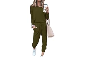 SotRong Women's 2 Piece Long Sleeve Tracksuit Loungewear Set Plus Size Crew Neck Sweatshirt and Drawstring Baggy Jogger Pant