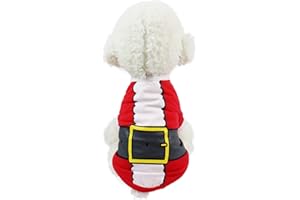 Afocuz Dog Shirt Christmas Clothes Cotton Dog Breathable Soft Christmas Dog Costume for Puppy Adorable Apparel Xmas Clothes (Small, White&Red)