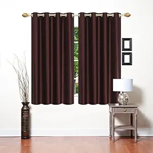 Blexos Heavy Plain Crush Window Curtain 5 Feet - Set of 2 (Coffee)