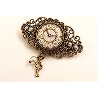 Kleine Haarspange mit Uhr Motiv Steampunk Haarschmuck Zopfhalter