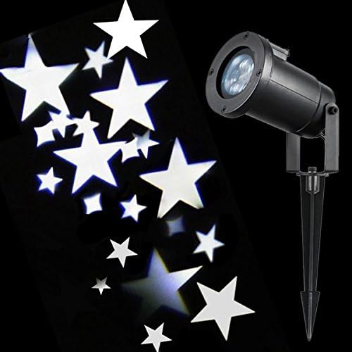 Gemtune Moving White Star Lawn LED Flood Projector Light Ceiling Projection Decorative Wall Spot Lights Mood Starry Night Light Lamp for Indoor Outdoor Christmas Party Home Garden Landscape
