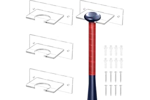 AHANDMAKER 4 Sets Acrylic Baseball Bat Wall Mount Holder, Sturdy Acrylic Bat Hanger Clear Baseball Bat Display Rack Baseball Bat Hanger Wall Baseball Bat Bracket Softball Holder with Screws