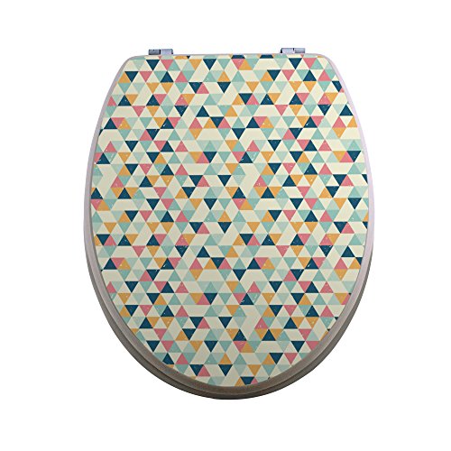 banjado – taupe Design Toilettendeckel WC Sitz Brille 36m x 5cm x 45cm mit Motiv Ecken - 2