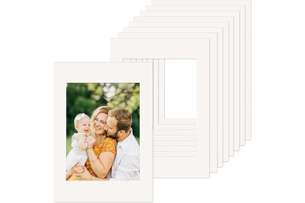 8 stycken passepartout A4, passepartout kartong 1,5 mm, vit passpartu | yttre storlek 29,7 x 20,8 cm innerstorlek 20,2 x 15 cm, slät yta, för bilder, konsttryck, foton, affischer, fotoramar