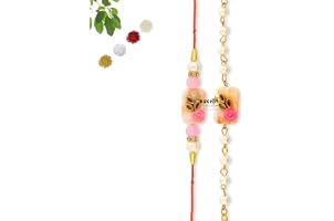 Ruchit Handicraft Bhaiya Bhabhi Handmade Rakhi Lumba rakhi for Bhabhi Rakhi For Brother couple Rakhi set gift with roli Chawa