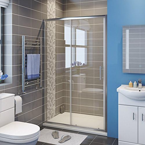 ELEGANT 1400 x 760mm Sliding Shower Enclosure with Tray + 90mm Waste for Wetroom Cubicle in 6mm Safety Glass Screen Shower Door