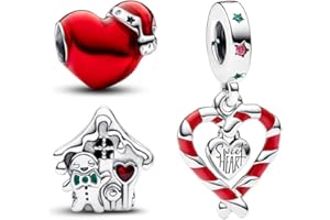 PHCLASY Personalized Christmas Charms Abalorios Charm Colgantes de Cuentas con Circonita cúbica,Christmas Gifts Para Mujer