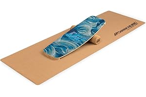 BoarderKING Indoorboard Classic - Tavola di Equilibrio per Surf e Skate Indoor, Tavola Propriocettiva per NeuroMuscular Response Training, incl. Tappetino Protettivo
