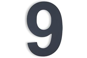 KTC-HOME - PREMIUM Hausnummer Anthrazit inkl. Montagematerial - pulverbeschichtet - Arial - Höhe 20 cm - RAL 7016 - rostfrei & wetterfestes Hausnummernschild - Hausnummer 9 -