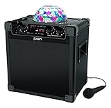 ION Audio Party Rocker Plus - 50W Bluetooth Lautsprecher mit integrierter Beat Synchroner LED Lichtshow, Karaoke und wiederaufladbarem Akku