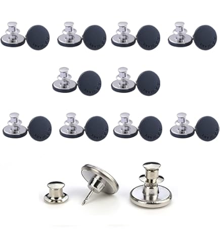 GrueGard 12 Naailoze Jeansknopen – 17mm Verstelbare Broekknoop voor DIY Jeansreparatie & Maataanpassing (Brons