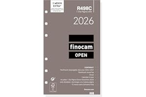Finocam - Recambio agenda Open 2026 1 Día Página | Enero - Diciembre (12 meses) | Recambio anual agenda R498C 6 taladros - Catalán