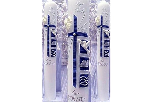 Cierge de baptême ou de communion pour enfant garçon ou fille 400/40 mm VT-21 Avec accessoires de personnalisation et notice (français non garanti)