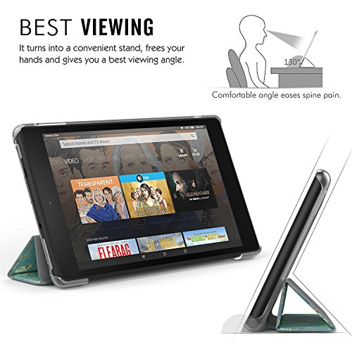 MoKo Hülle für All-New Amazon Fire HD 8 Tablet (7th Generation – 2017 Modell) – Ultra Slim Lightweight Smart Cover mit Durchschaubar Rückseite Schutzhülle für das neue Fire HD 8, Axishirsch - 4