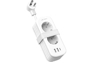 JSVER Adaptateur Prise USA,5 en 1 Adaptateur Voyage France vers USA avec Cable 2m Enroulable et 2 Prise,Type B pour Canada Américaine Mexique Thailande Dominicaine(Blanc)