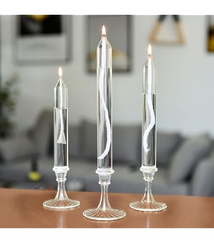 Lot De 3 Lampes à Huile En Verre - Tailles Différentes - Verre Borosilicate - Mèche Amovible - Décoration Mariage, Table, Maison