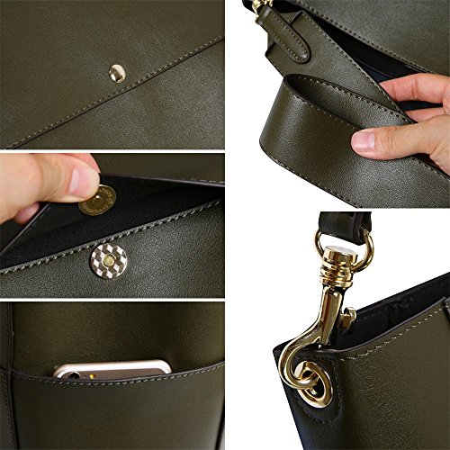 S-ZONE Frauen Art Vintage Leder Tote Schulterbeutel Handtaschen - 7
