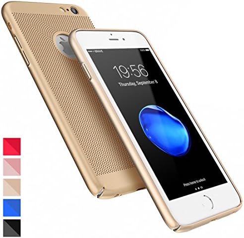 iPhone 7 Case iPhone 8 Case Ultra Thin Hard PC HZRICH [Breathable series]Anti-Scratch Lightweight[Free Tempered Glass Screen Protector]Simpl Fully Protective for iPhone 7/8 Slim Cover-4.7inch-Gold