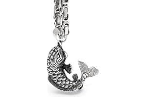 Schmuck-Checker Edelstahl Herren Anhänger japanischer Koi Fisch silber hochwertig mit Königskette Halskette Männergeschenk Geschenk
