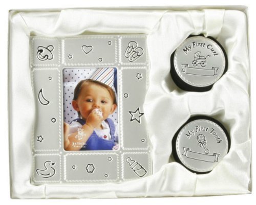 Baby photo frame & my first curl tooth box gift set birth shower christening new by bargains-galore