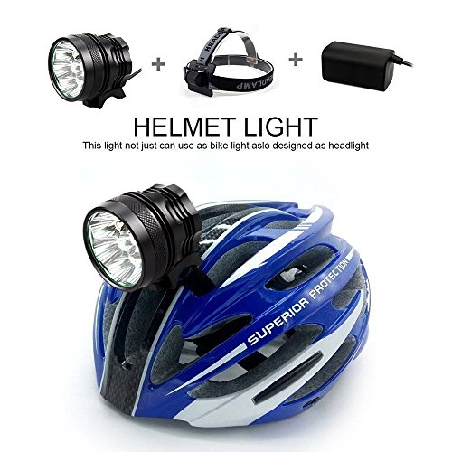 [Updated Version] Sunmoch 9000 Lumen T6 CREE Fahrradlampe Set 3 Modi mit 8800 mha Lithiumbatterie 7X CREE T6 Stirnlampe für Klettern, Radahren und Nachtsport draussen,Schwarz - 2