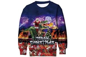 ALISISTER Kids Ugly Christmas Sweater 3D Funny Printed Long Sleeve Xmas Pullover Jumper Sweatshirt