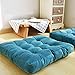 Produktbild Giow Festes Quadratisches Sitzkissen, BüSchelig Verdicktes Kissen Sitzkissen Aus Weichem Cord Stuhl Tatami Bodenkissen FüR Yoga Meditation Wohnzimmer Balkon BüRo Im Freien, 22x22 Zoll,Turquoise
