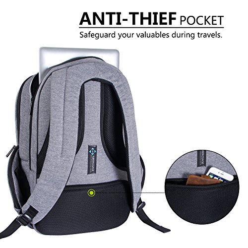 Lifewit Laptoprucksack Notebook Rucksack 15,6 Zoll Gepolstert Multifunktional Business Daypack Backpack Laptoptasche Schulrucksack Wasserabweisend Grau - 4