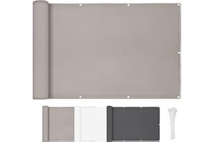 HENG FENG Osłona balkonowa z PES, odporna na działanie warunków atmosferycznych, ochrona przed wiatrem i promieniowaniem UV, z opaskami zaciskowymi, taupe, 90 x 500 cm