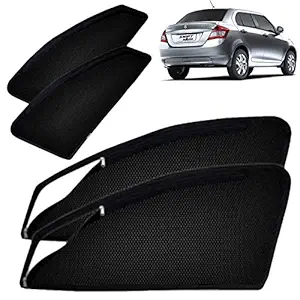 Autofact Magnetic Window Sunshades / Curtains for Maruti Swift Dzire (2012 to 2016) [Set of 4pc - Front 2pc with Zipper ; Rear 2pc Without Zipper] (Black)