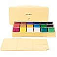 SKEIDO MIYA Gouache Paint Set, 18 Colors x 30ml Unique Jelly Cup Design, Portable Case with Palette for Artists, Students, Gouache Watercolor Painting (Yellow)