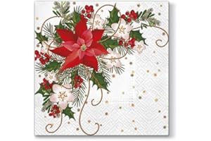PAW DECOR COLLECTION 20pcs Paw Napkins 33 x 33 cm Poinsettia Comp