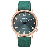 HWTOP Damen Armbanduhren Analog Display Quarz Uhren Analoge Quarzwerk Weibliche Uhr PU Lederband Armbanduhr Mit rundem Zifferblatt Uhren Für Frauen Modeschmuck Geschenk