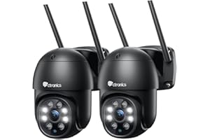 Ctronics 4MP Caméra Surveillance WiFi Extérieure, 2.4/5Ghz WiFi PTZ Caméra IP, Vision Nocturne Couleur, Détection Humaine, Suivi Automatique, Cloud, Audio Bidirectionnel, IP66 (2 Pack)