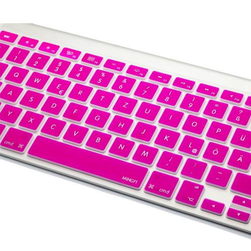 MiNGFi Deutsche Tastatur Silikon Schutz Abdeckung QWERTZ für MacBook Pro 13, 15, 17 Air 13 Zoll EU Keyboard Layout Silicone Cover – Hot Pink - 2