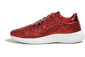 LUCK STEP Women's Glitter Shoes Sparkly Lightweight Metallic Sequins Tennis Shoes