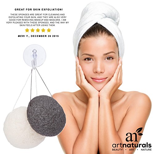 ArtNaturals Konjak Naturschwämme aus Bambuskohle und Pflanzenfasern – Gesichtsreinigung und Peeling – 2er Pack - 7