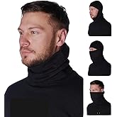 Kışlık Polar Kar Maskesi Siyah Termal Şapka Erkek Boyunluk